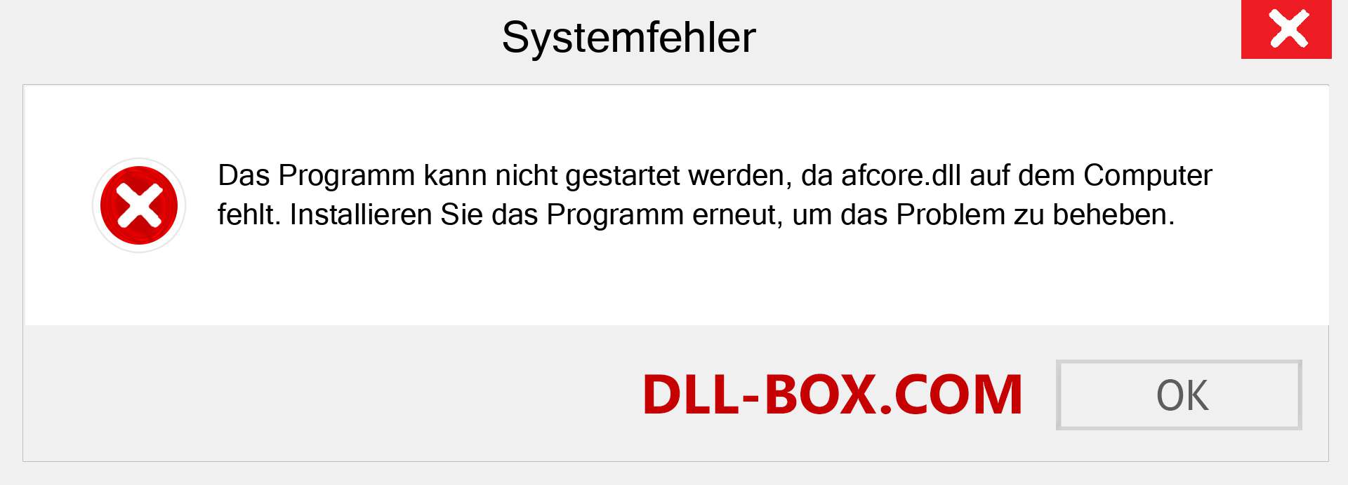 afcore.dll-Datei fehlt?. Download für Windows 7, 8, 10 - Fix afcore dll Missing Error unter Windows, Fotos, Bildern