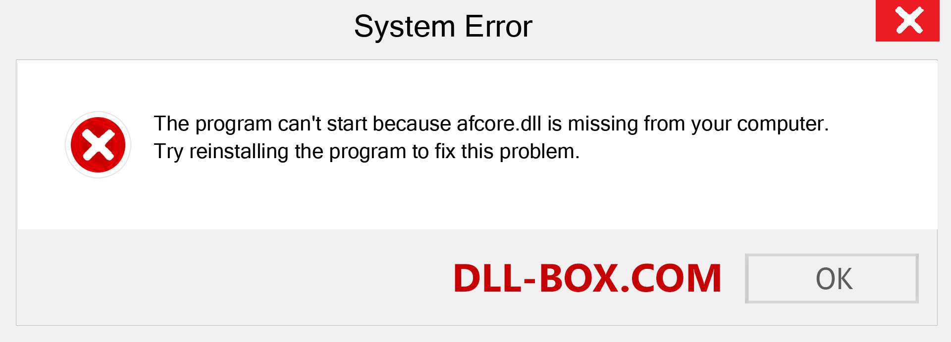  afcore.dll file is missing?. Download for Windows 7, 8, 10 - Fix  afcore dll Missing Error on Windows, photos, images
