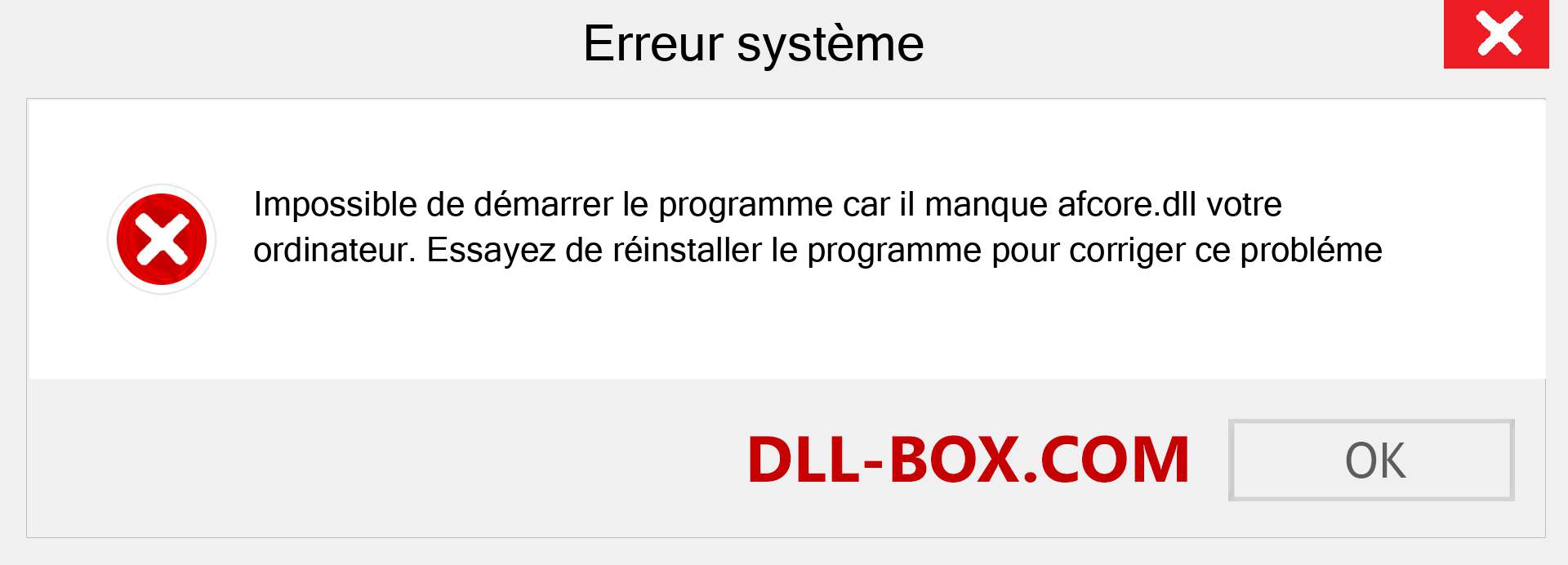 Le fichier afcore.dll est manquant ?. Télécharger pour Windows 7, 8, 10 - Correction de l'erreur manquante afcore dll sur Windows, photos, images